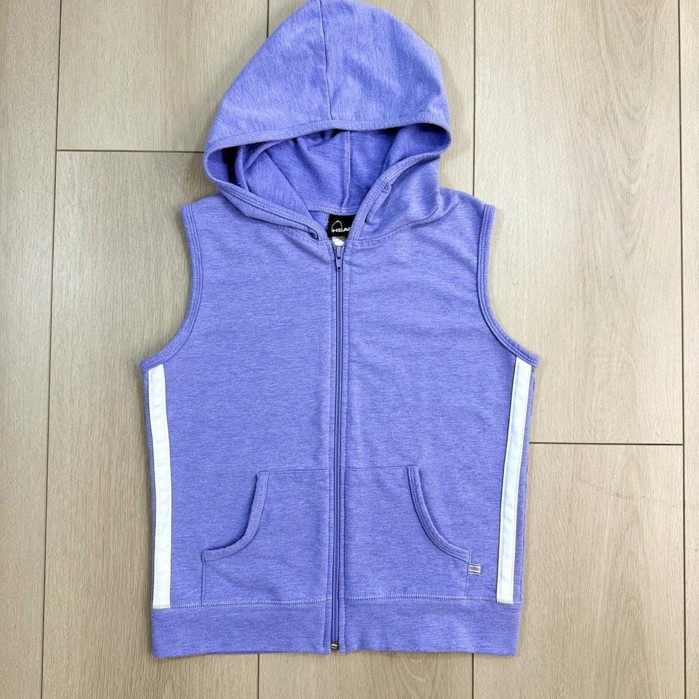 VTG HEAD Women's Small Lavender Zip Hoodie Vest USA‎ Made 90s Cotton Blend